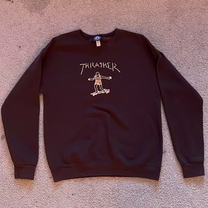 thrasher gonz logo brown crewneck sweatshirt